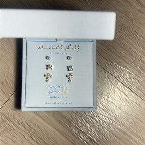 Annabel Lilly Kids Fine Jewelry Silver Plated Earring Set